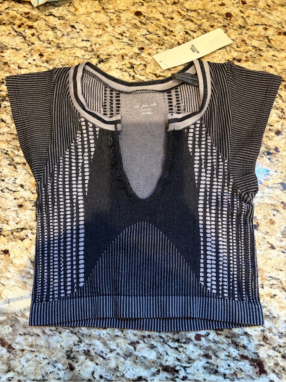 Urban Outfitters Black and Gray Knit Crop Top